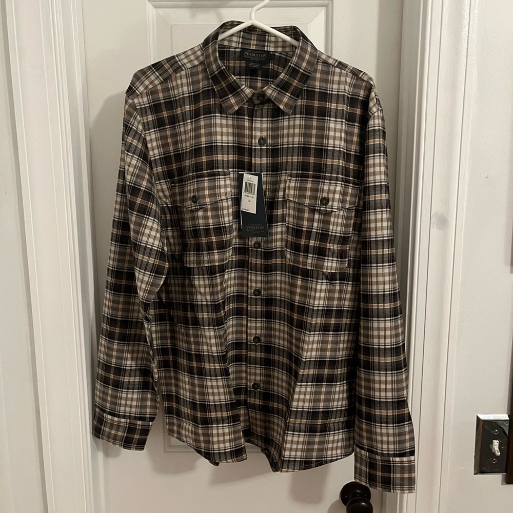 Pendleton AirLoom‎ Merino Brown Plaid